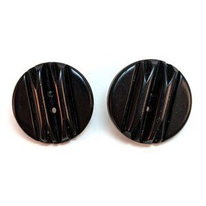 Bakelite Vintage 20s 30s Handmade Button Earrings Geometric Grunge Punk Art Deco